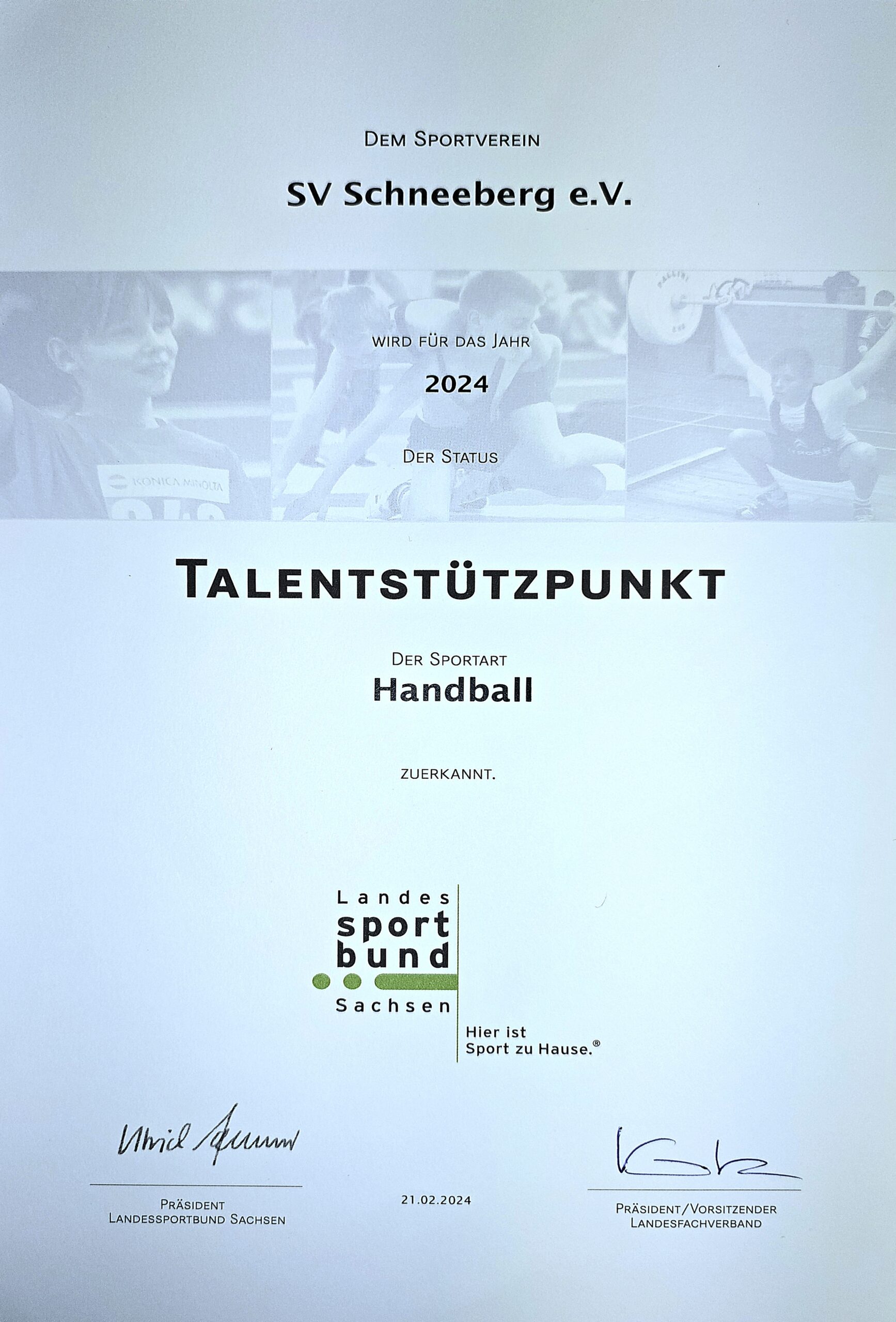 Wir sind Talentstützpunkt 2024 | Auszeichnung für unsere Handballabteilungen